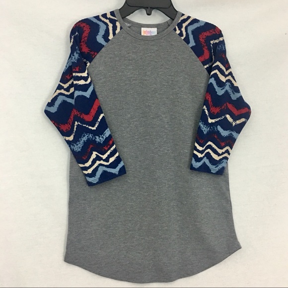 NWOT Lularoe Chevron Sloan Baseball Tee Size 14 - Picture 3 of 9